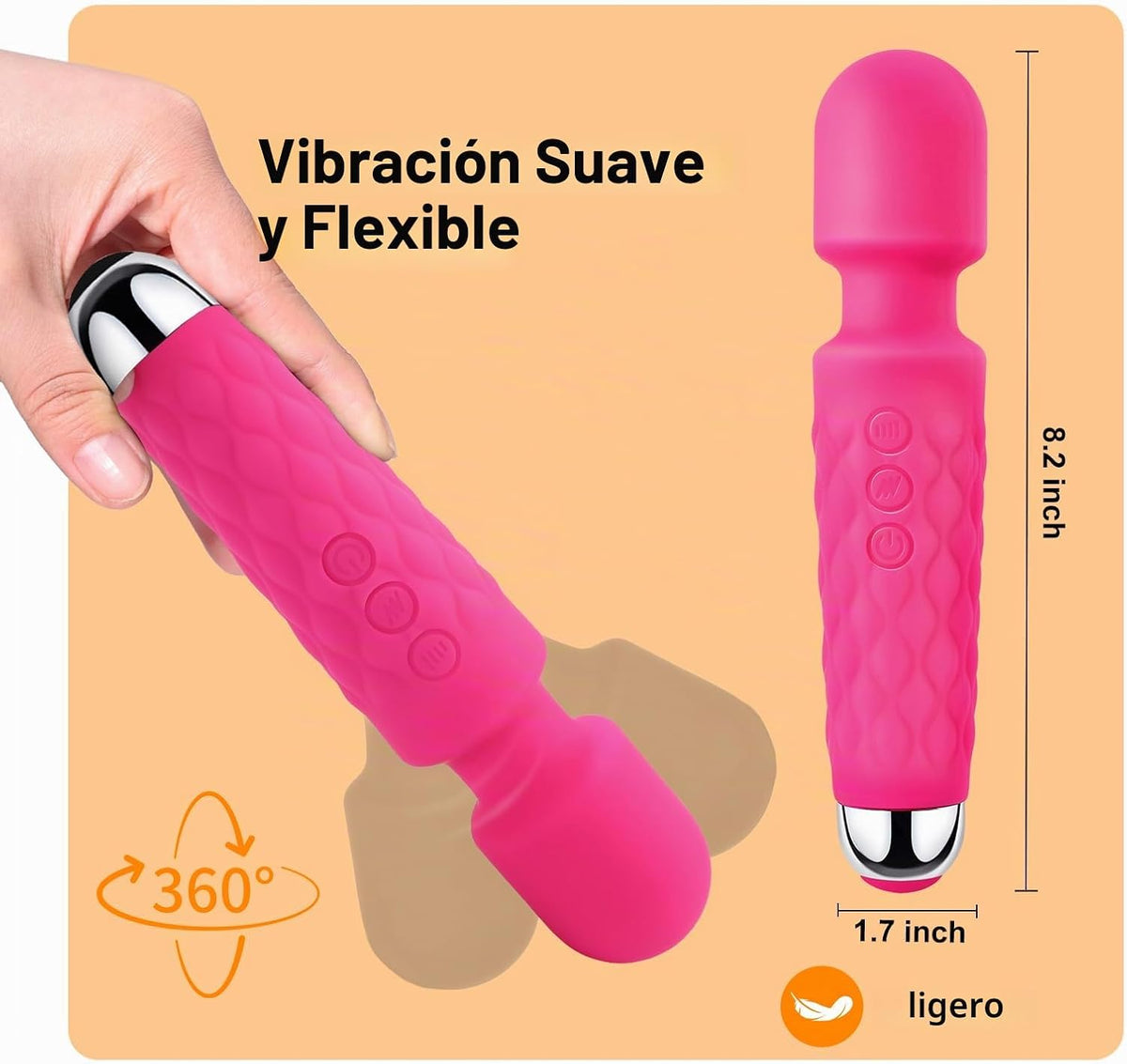 Tokomes Masajeador de mano, masajeador vibratorio recargable inalám...