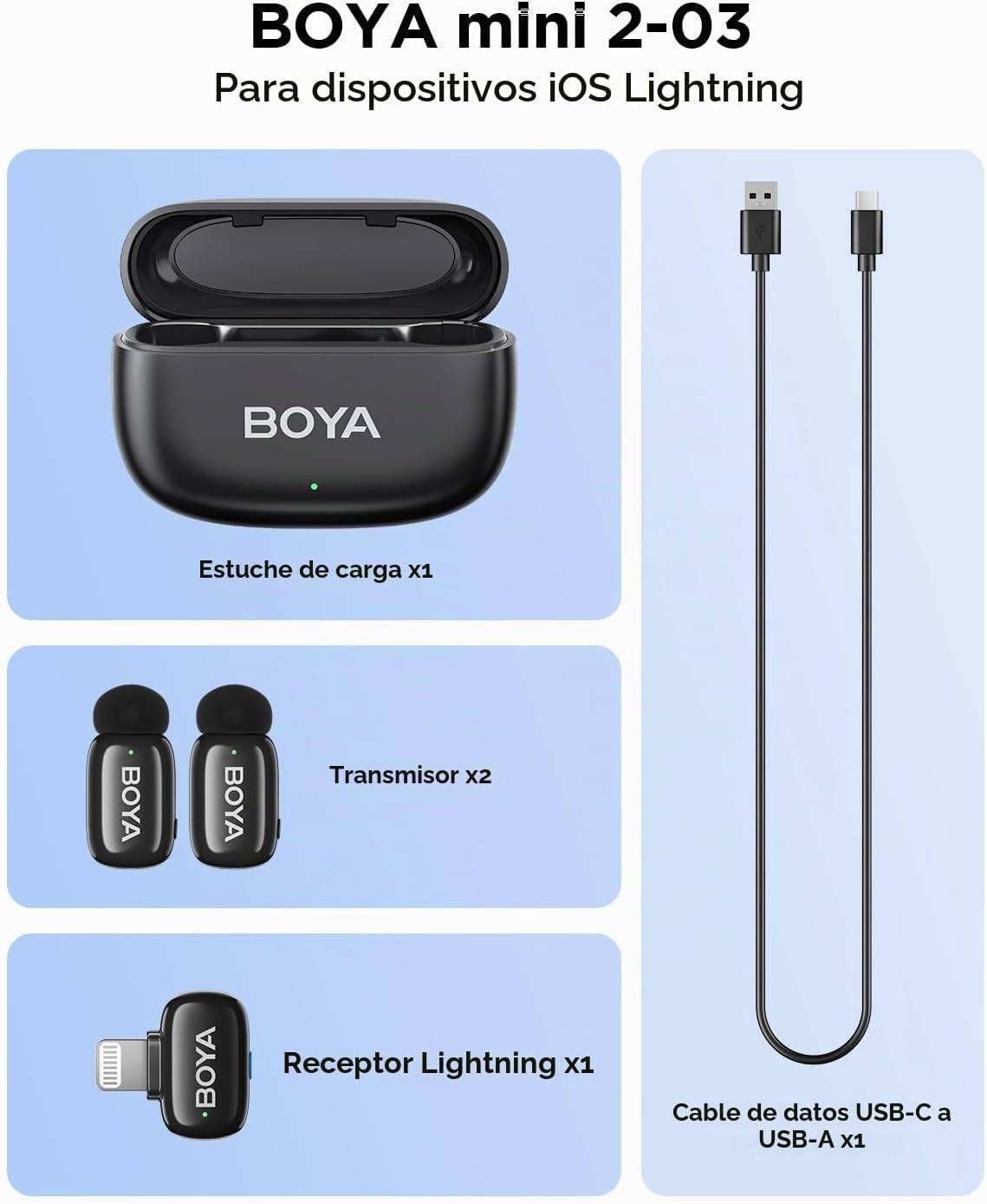 BOYA Micrófono Lavalier inalámbrico Mini 2 con cancelación de ruido...