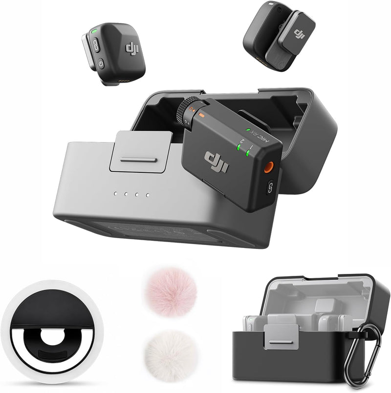 DJI Mic Mini Combo + Funda de silicona + Protector de viento colori...