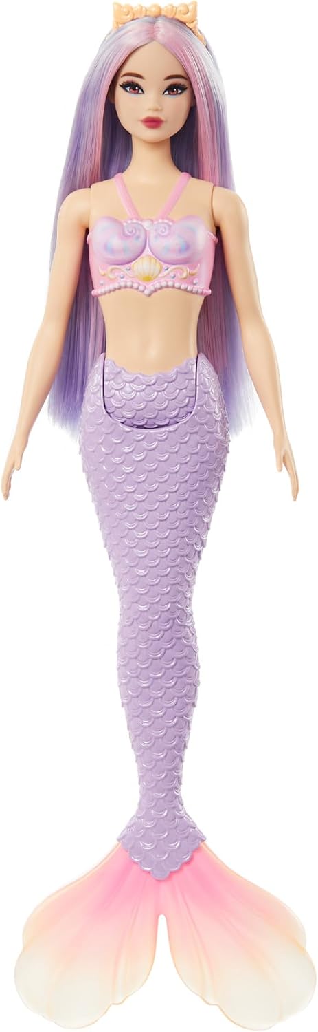 Barbie Muñeca de sirena con accesorio de pelo y diadema de fantasía...