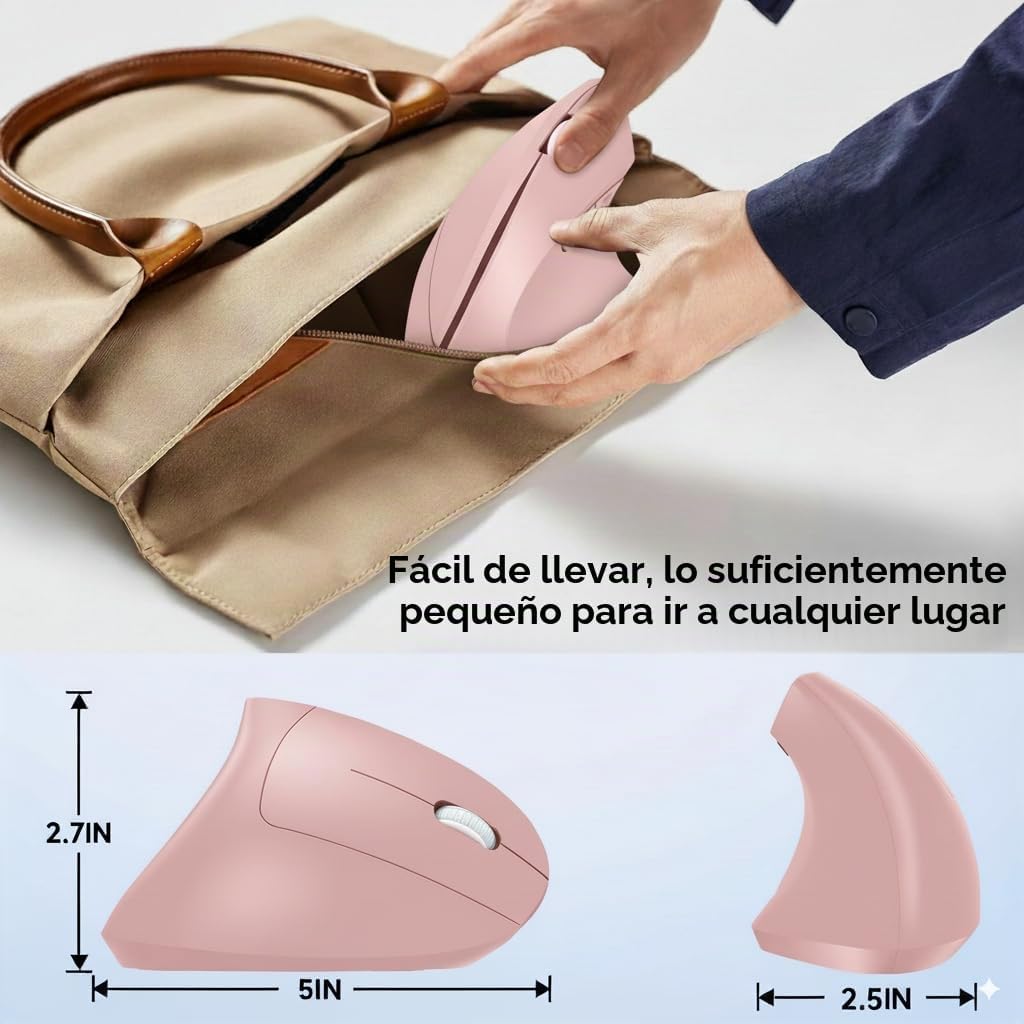 tlkawzy Ratón inalámbrico vertical ergonómico, elegante, recargable...