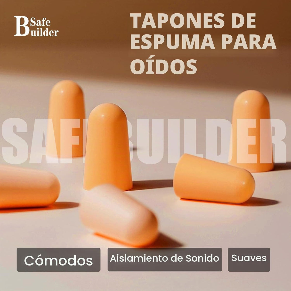 SAFEBUILDER SNR - Tapones para los oídos de 38 dB, 500 tapones de e...