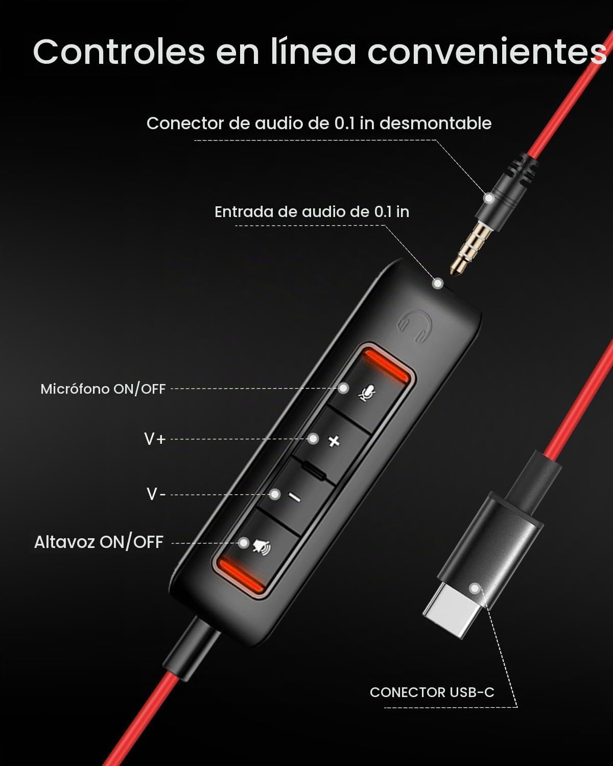 NUBWO Auriculares USB C\/3.5 HW02 con micrófono, silencio en línea...