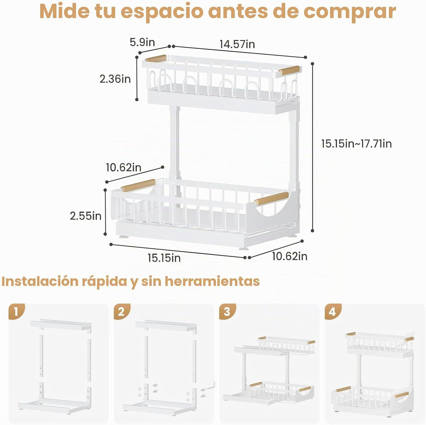 Aekenr Organizador y almacenamiento para debajo del fregadero para...