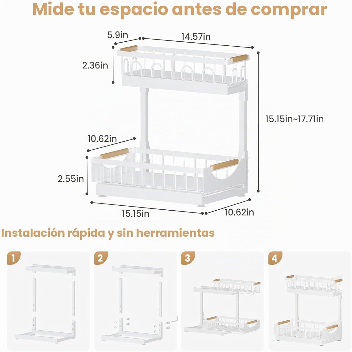 Aekenr Organizador y almacenamiento para debajo del fregadero para...