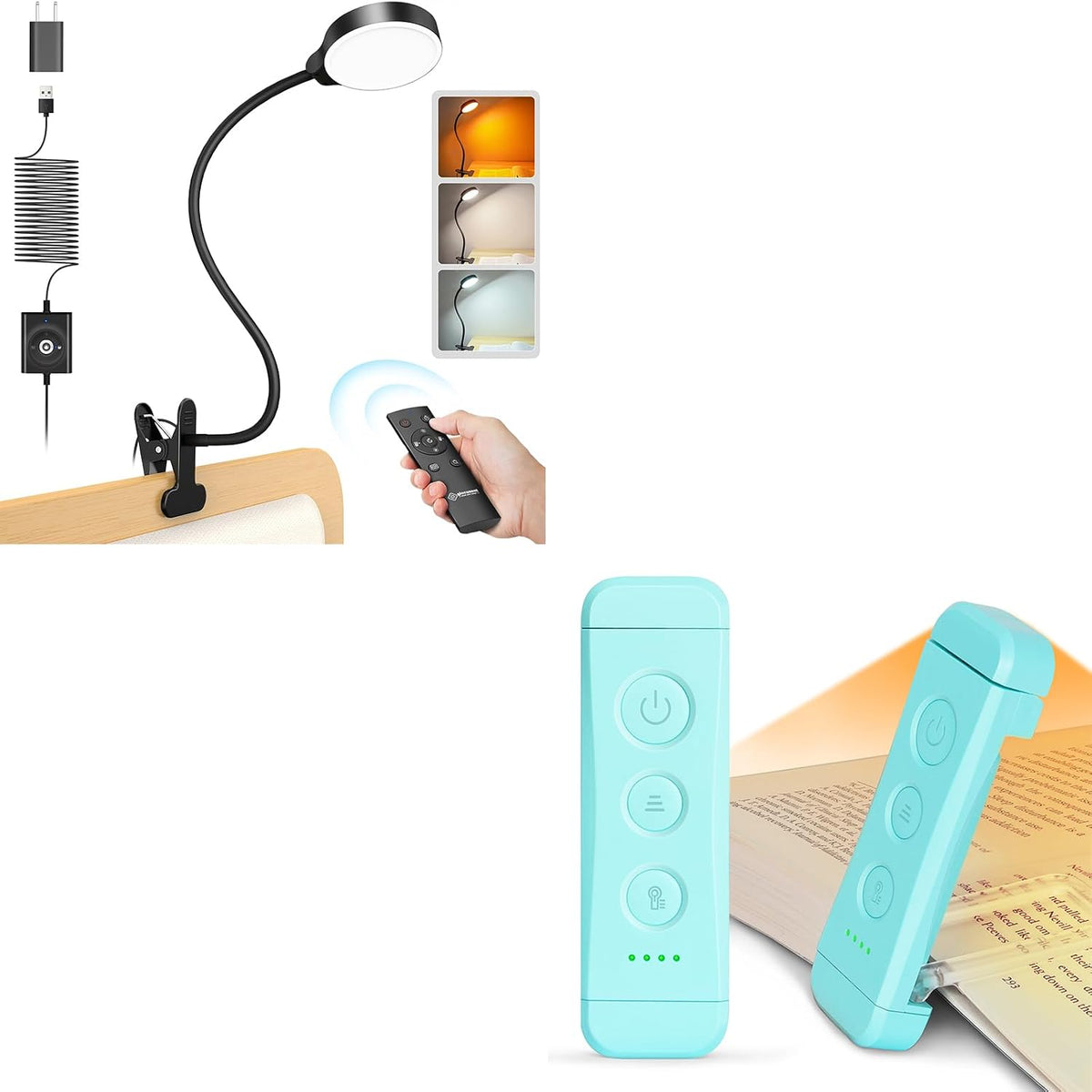 Glocusent Luz con clip y luz de libro para leer en la cama