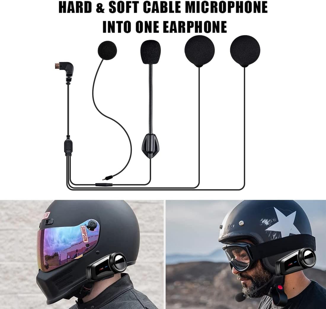 QSPORTPEAK Casco de motocicleta Bluetooth Intercomunicación Auricul...