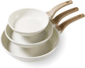 CAROTE Juego de 3 sartenes antiadherentes, color blanco crema | Sar...