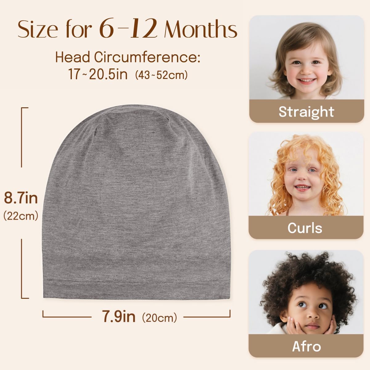 OLESILK Gorro de bebé de seda 6-12 meses: 100% seda de morera y mod...