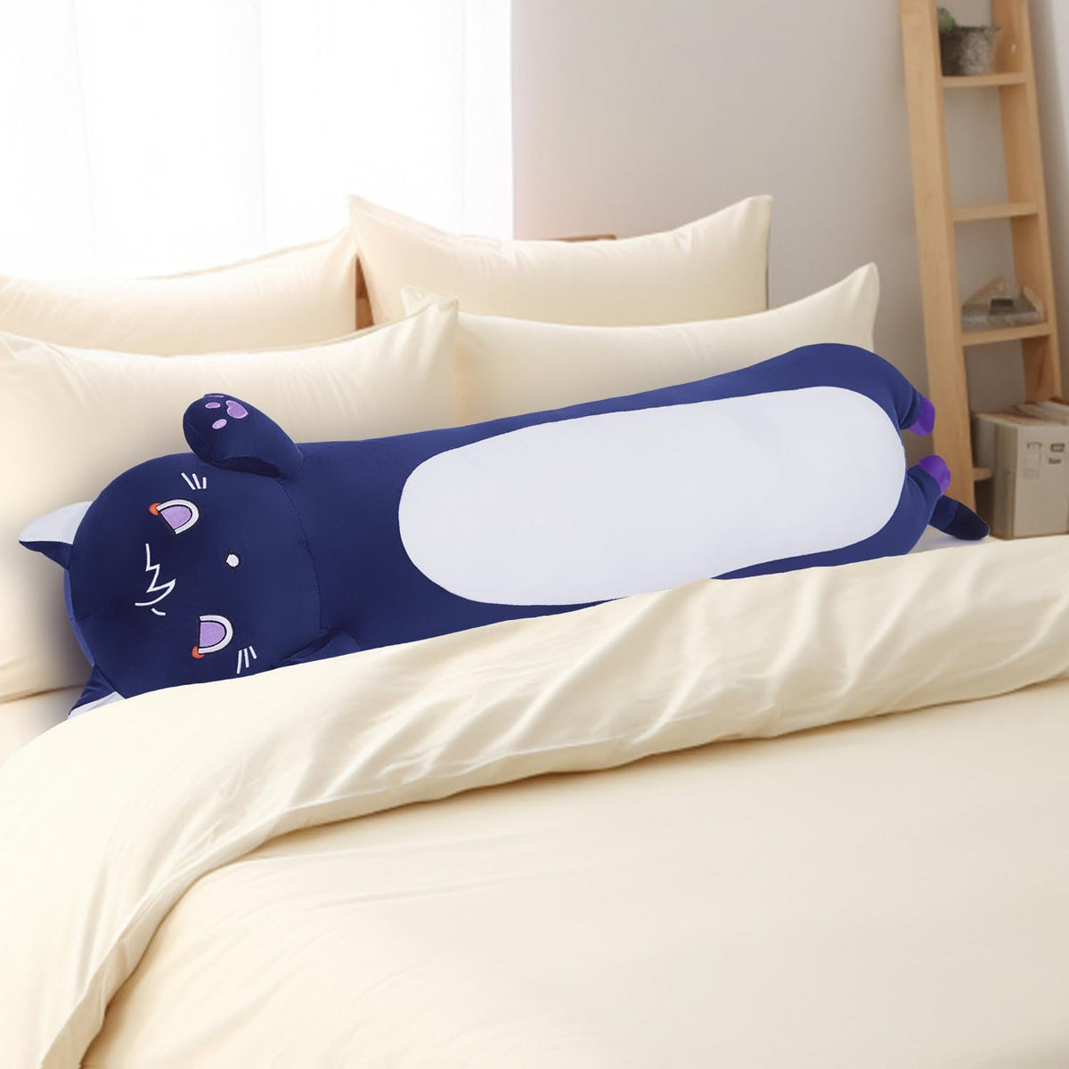 MIAOHAHA Almohada larga de felpa con forma de gato - Lindo juguete...