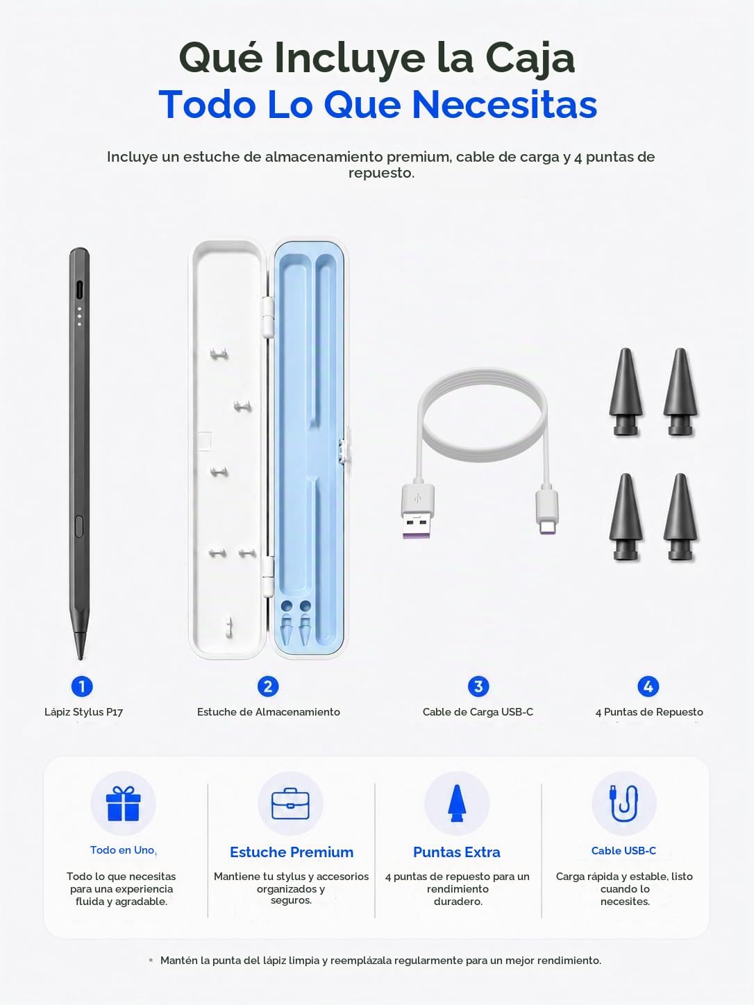 Lápiz óptico para iPad 2018-2016 con estuche para lápices, carga rá...