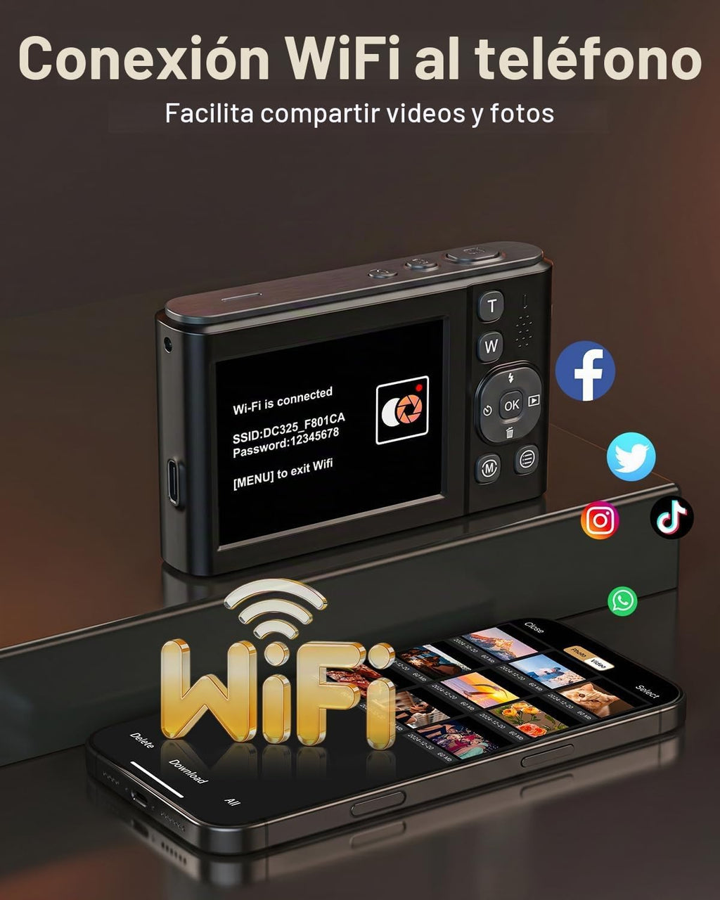 Cámara digital 8K para fotografía Cámara de pantalla dual WiFi de 9...