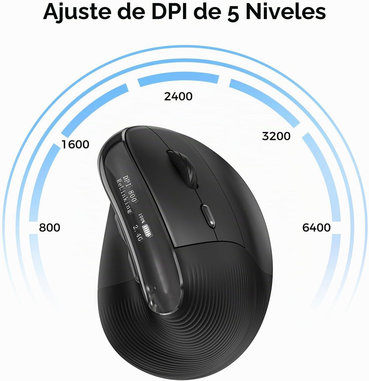 JKEAST Ratón ergonómico inalámbrico con pantalla, mouse vertical Bl...