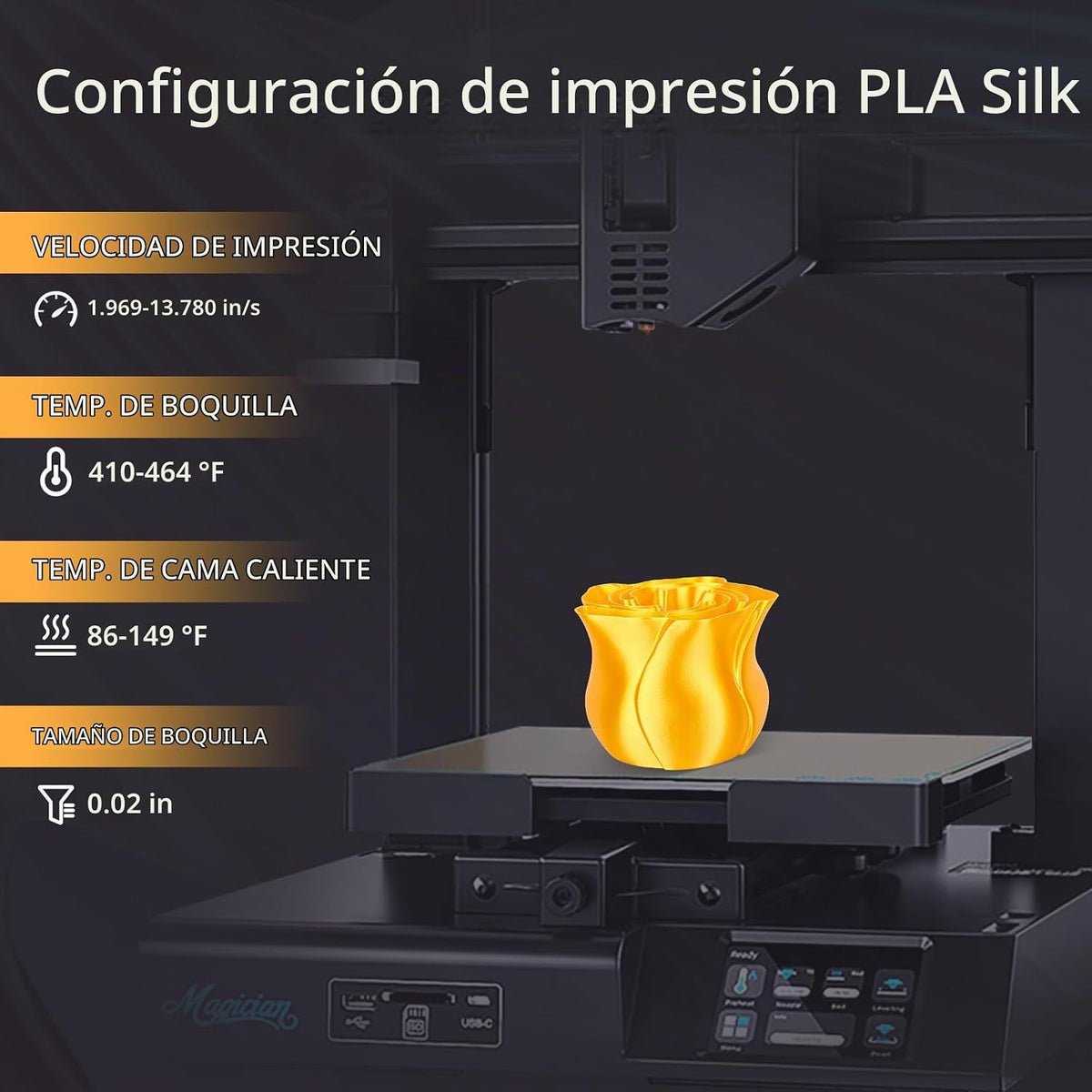 AMOLEN - Filamento PLA para impresora 3D, de seda de 0.069 pulgadas...