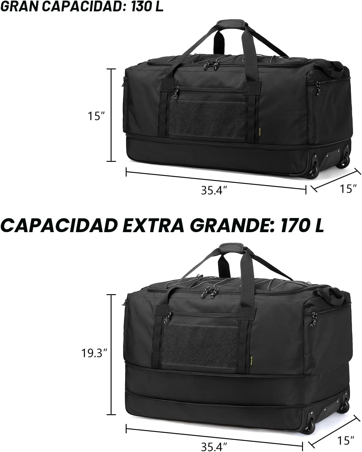 Laripwit Bolsa Duffle Plegable con Rueda Extra Grande 167L Expandib...