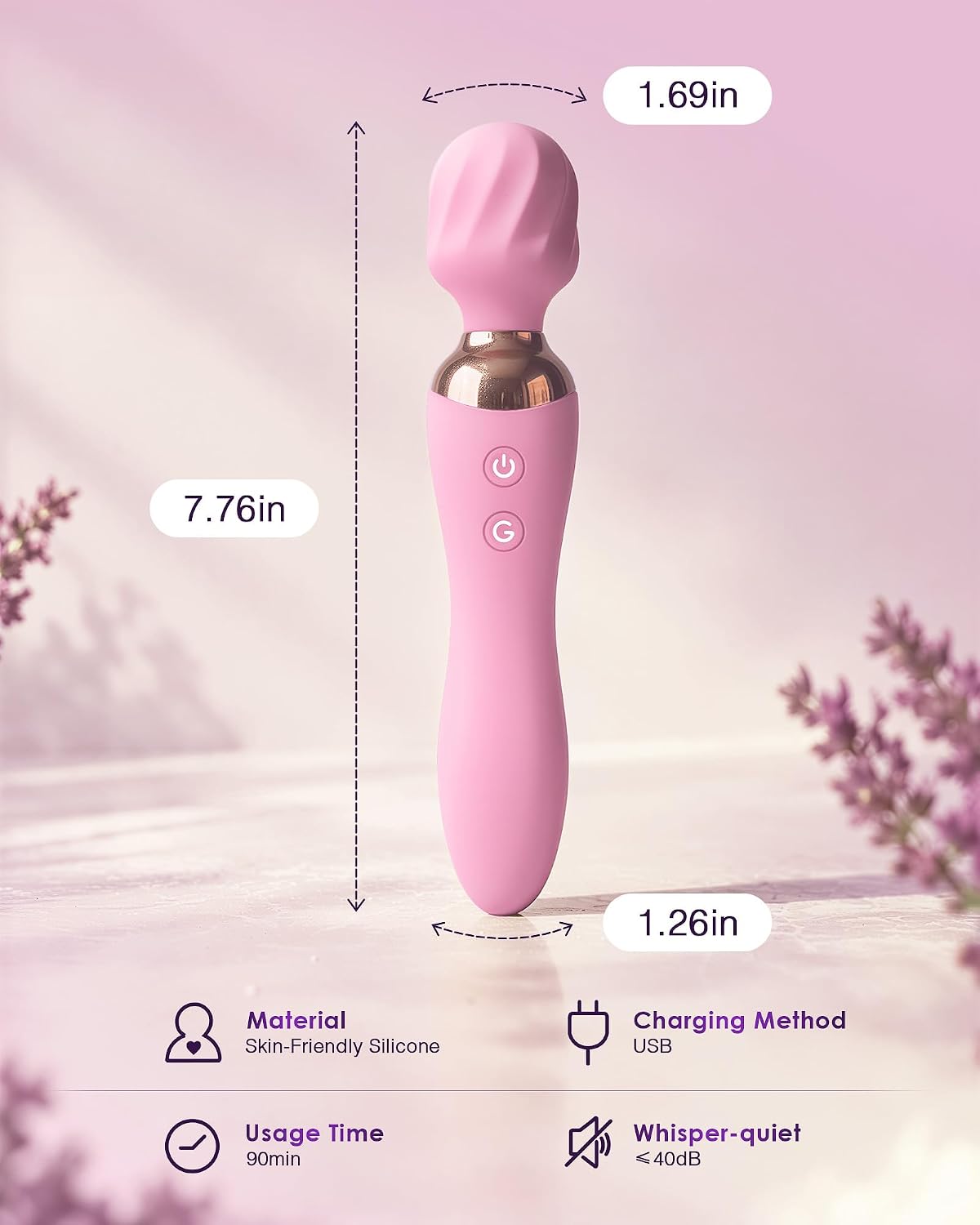 MOOLIGIRL Masajeador de mano vibrador de doble extremo, herramienta...