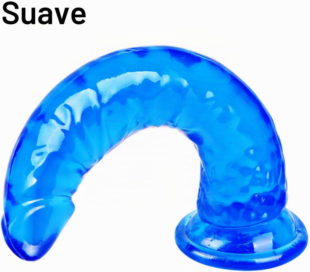 Juego de consolador realista azul de 3 tamaños (pequeño, grande, ex...