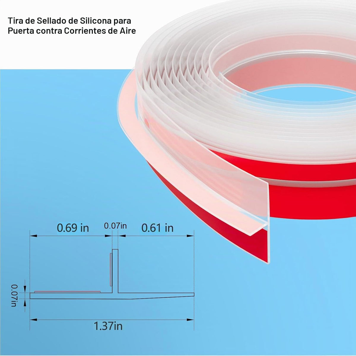 Elvone Sello de burlete en forma de T, silicona transparente, 1.37...
