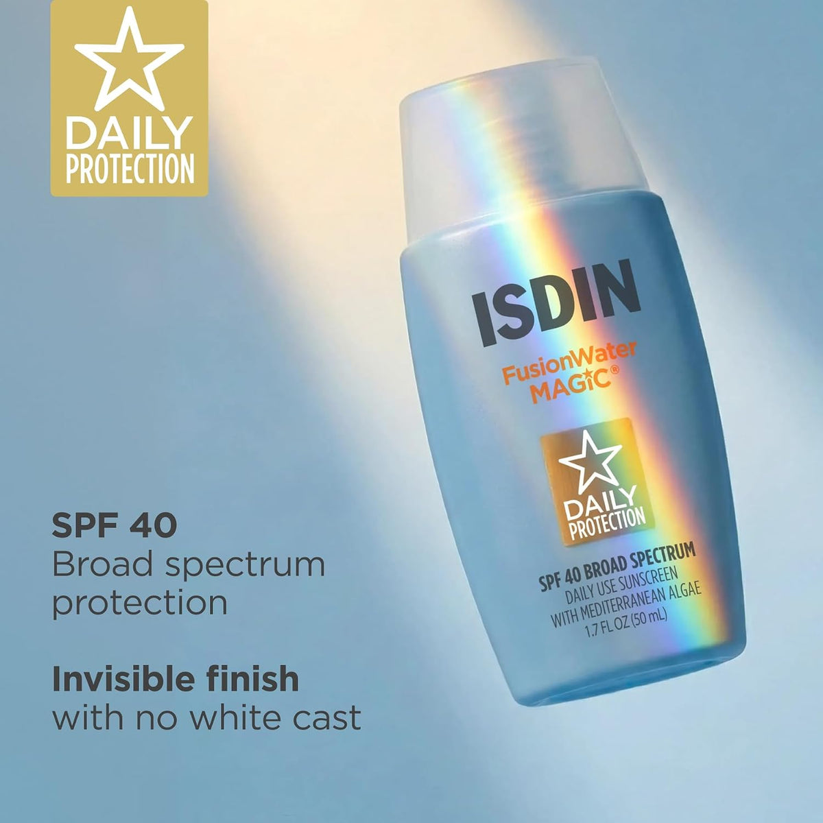 ISDIN Fusion Water MAGIC Protector solar ligero y transparente para...