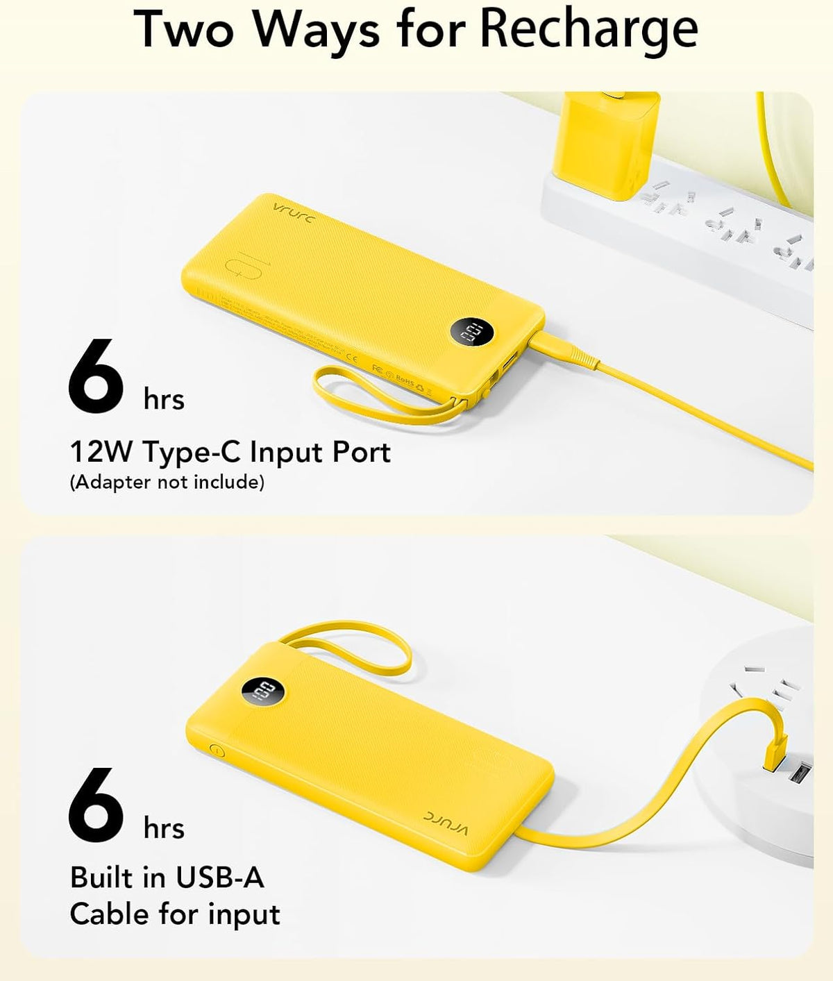 Cargador portátil VRURC, banco de energía delgado con 4 cables inco...