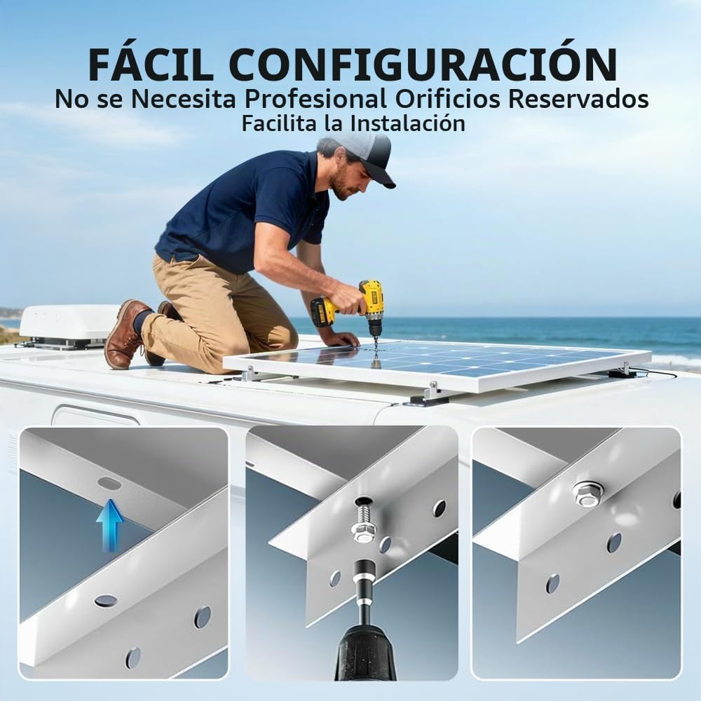 DOKIO Panel solar monocristalino de 100W 18V para sistemas de 12V,...