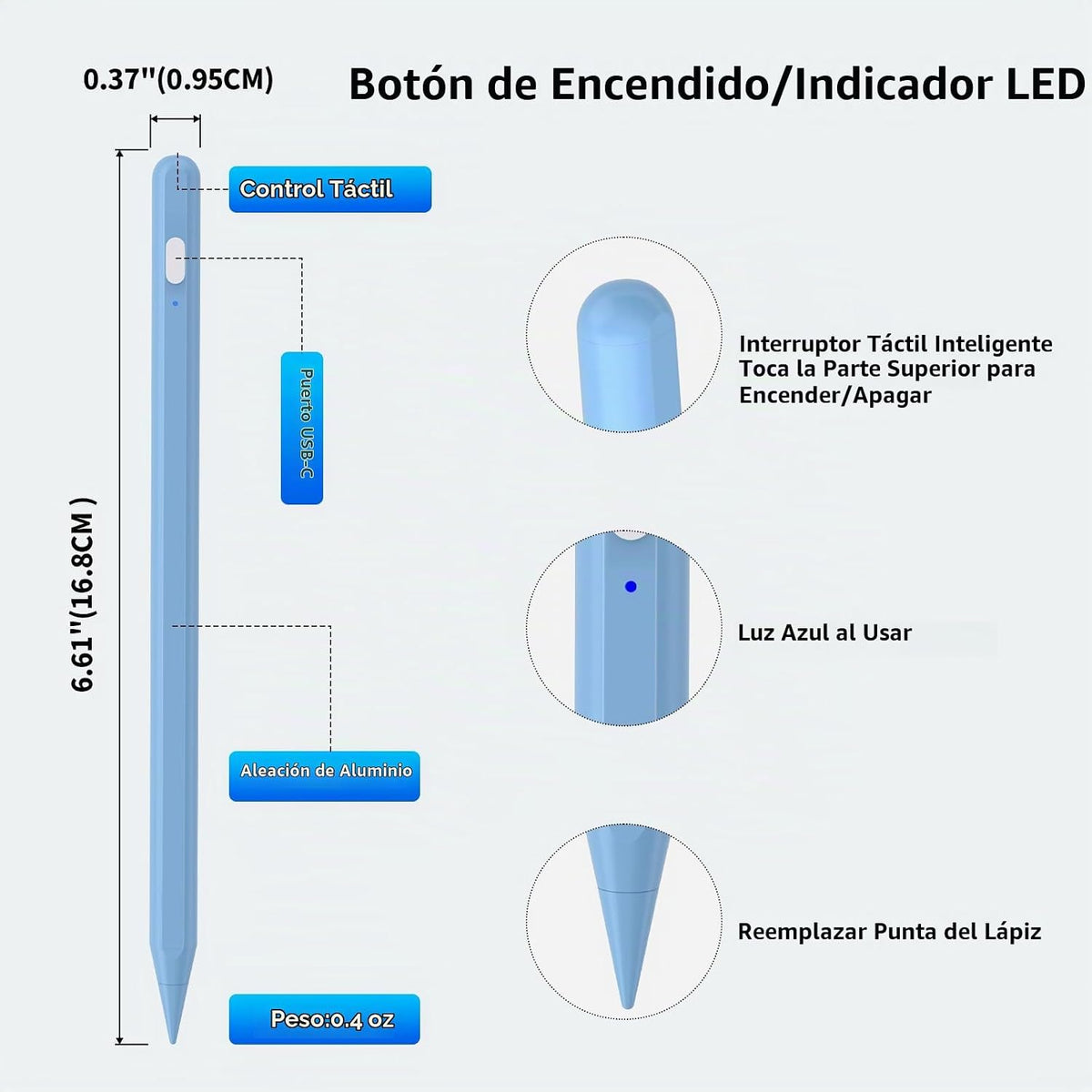 Lápiz óptico para iPad 2018-2026, 2 iPencil de carga rápida USB-C c...