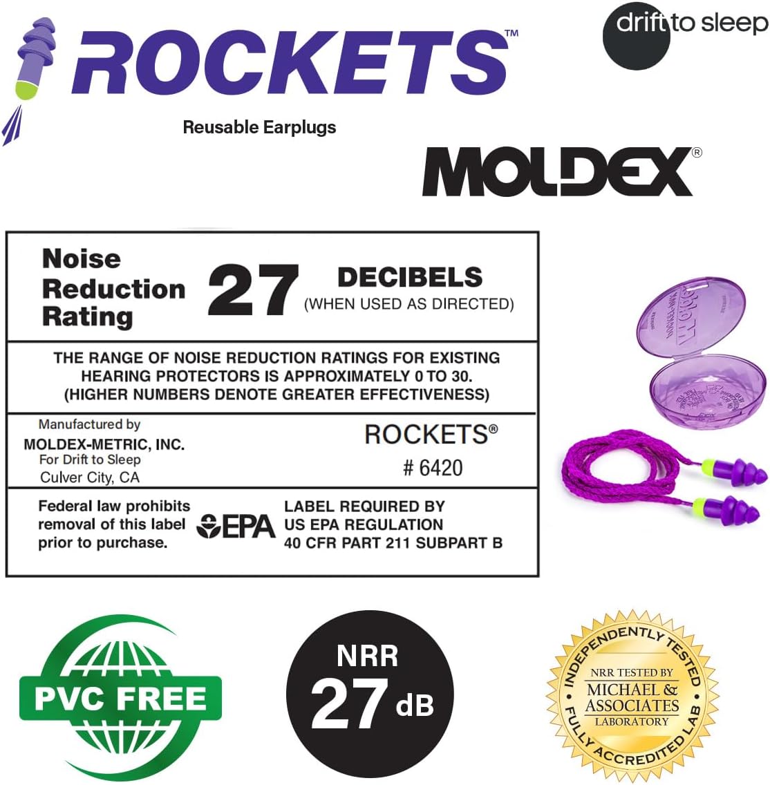 MOLDEX - Tapones para los oídos reutilizables con cable, paquete de...