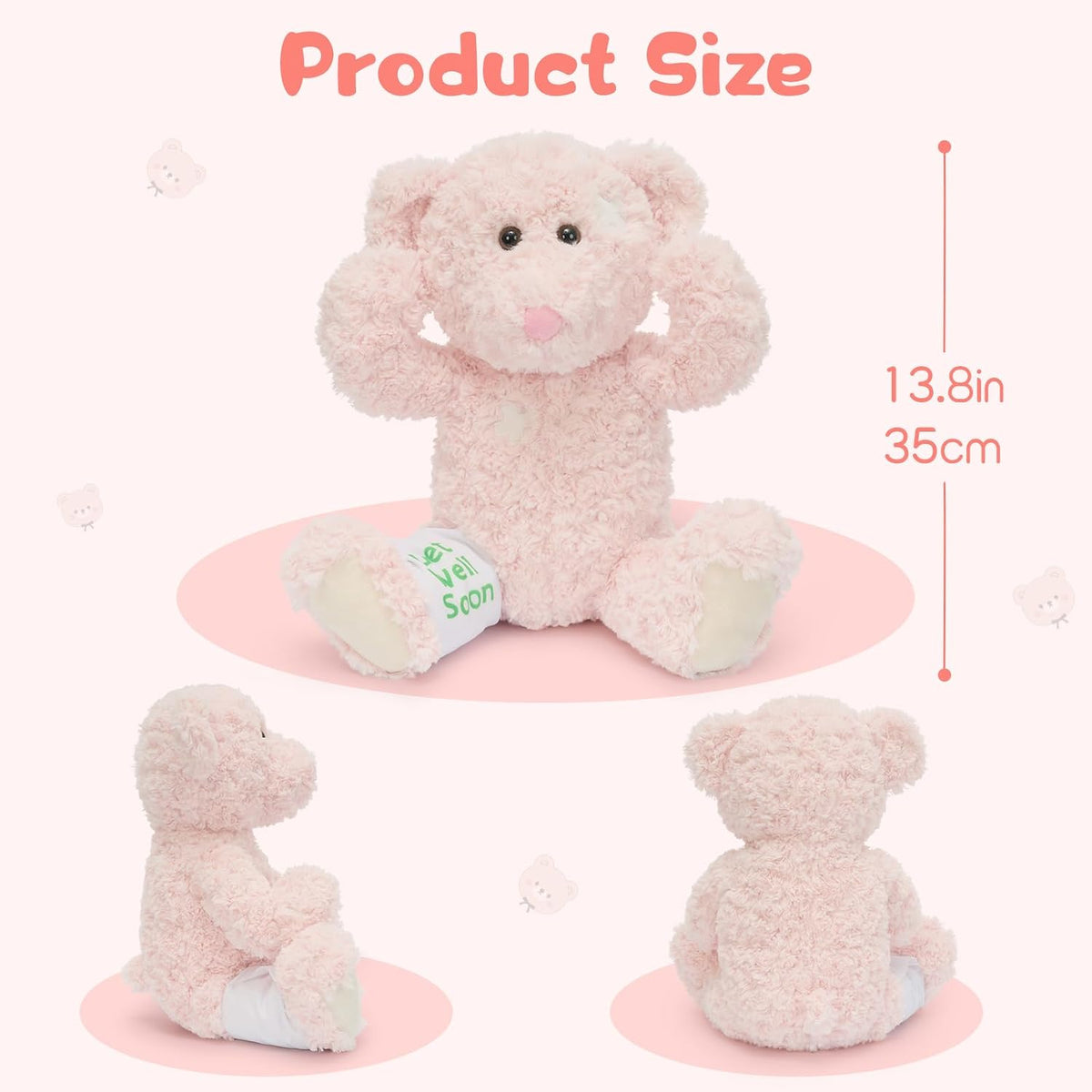 Muiteiur Oso de peluche Get Well Soon de 13.8 pulgadas, regalo de p...