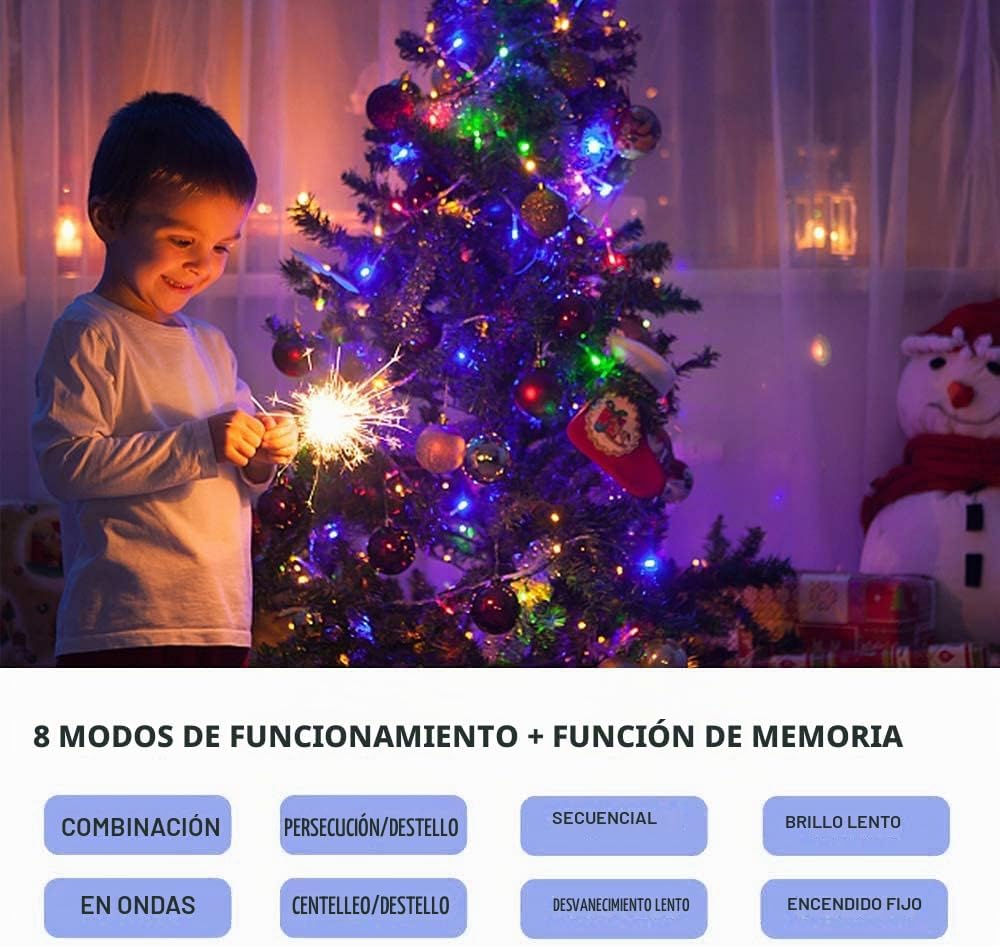 VTECHOLOGY - 300 luces LED multicolor para árbol de Navidad, luz pa...