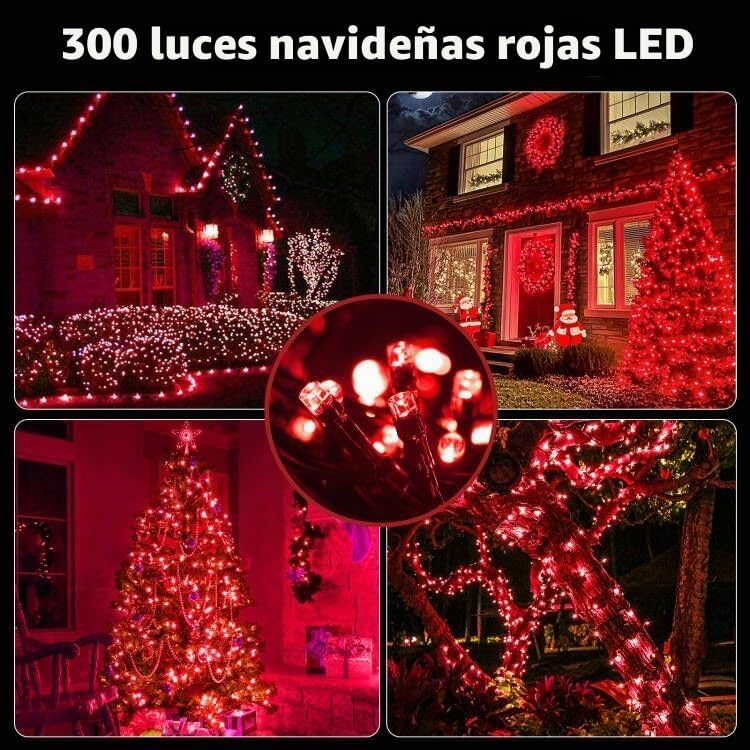MZD8391 Luz de Navidad de 105 pies 300 LED para interiores y exteri...
