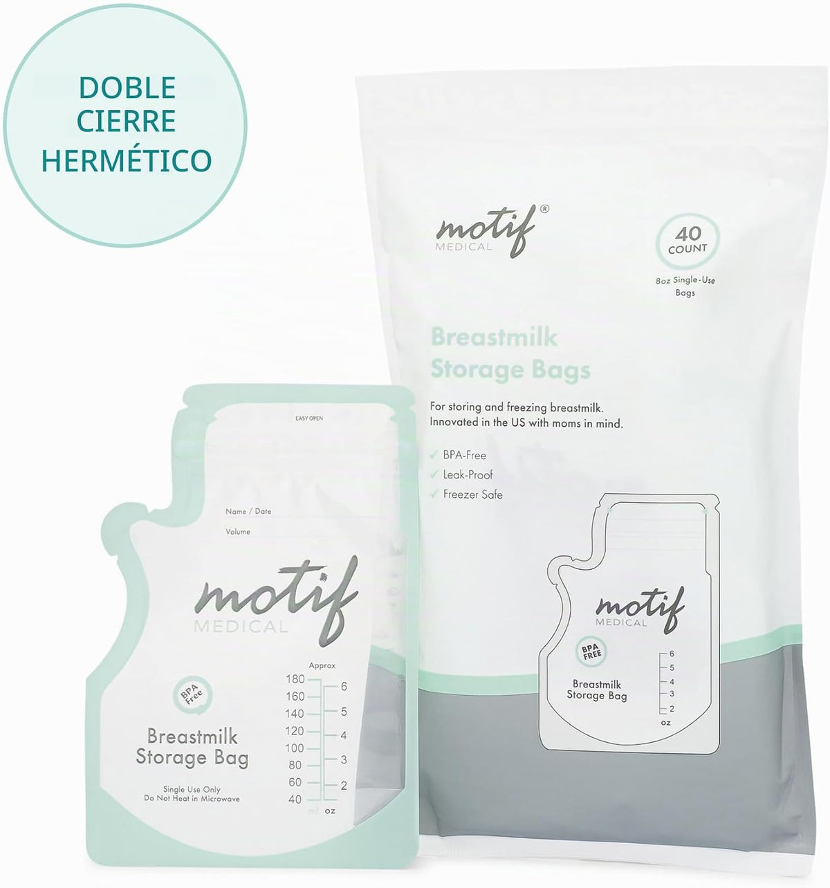 Motif Medical Bolsas de almacenamiento de leche materna, 40 unidade...