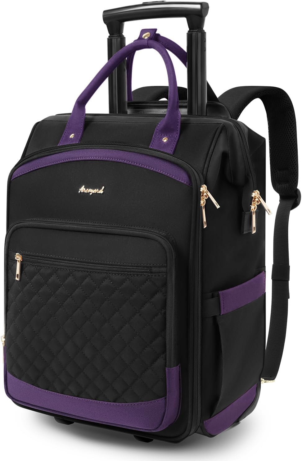 Arcoyard Mochila con ruedas para mujer, mochila de viaje de 16 pulg...