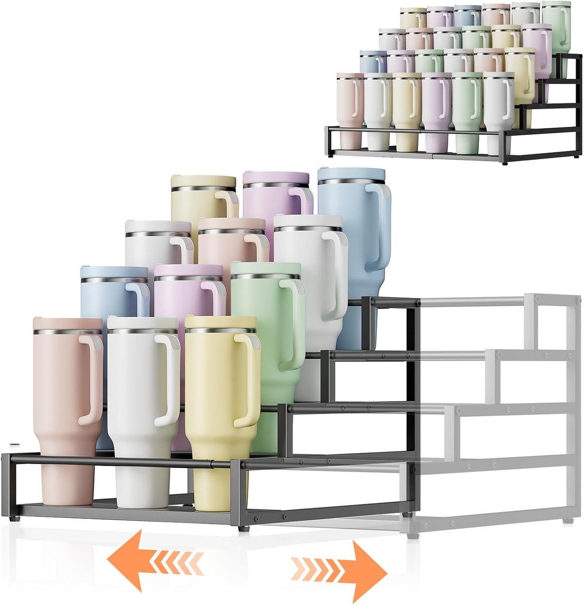 MOJOHAND Portavasos Stanley expandible de 4 niveles, 12-24 tazas, l...