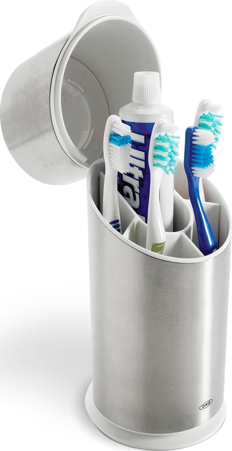 OXO Good Grips - Organizador de cepillos de dientes de acero inoxid...