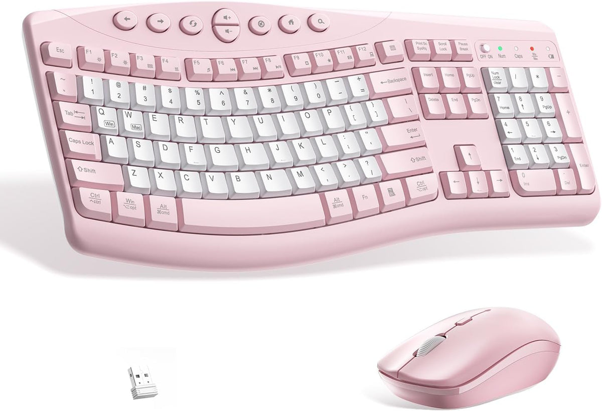 Combo de teclado y mouse inalámbricos, teclado silencioso ergonómic...