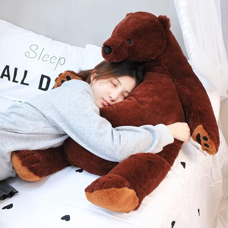 MIAOHAHA Oso de peluche marrón oscuro de 23.6 pulgadas, juguete de...