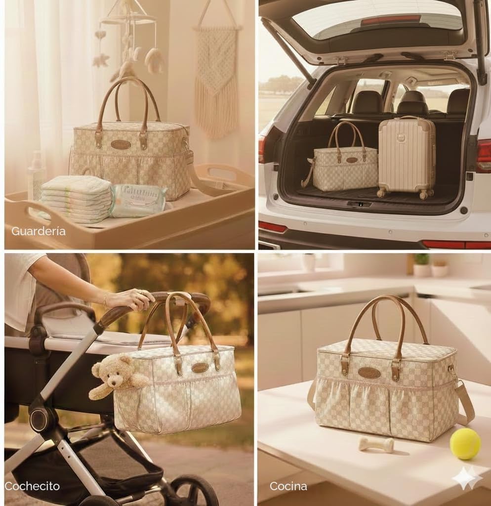 DOKUS &amp; CO Luxe - Bolso para pañales extragrande plegable para...