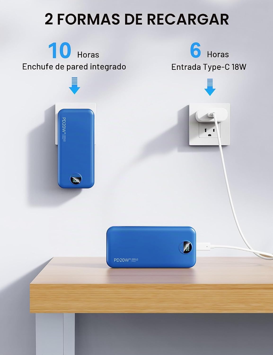 Nusyddy Cargador portátil 20000mAh de carga rápida w\/incorporado e...
