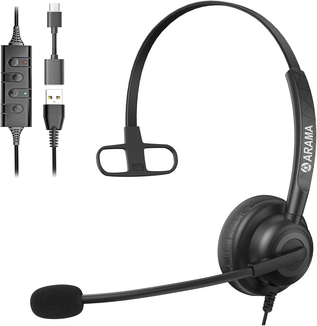 Arama Auriculares con micrófono para PC, auriculares USB con micróf...