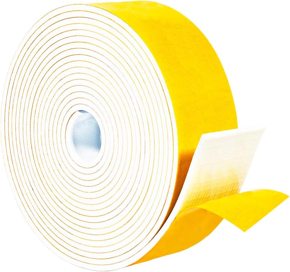 Yotache Cinta de Sellado de Goma Espuma Blanca 2" x 1\/8",...