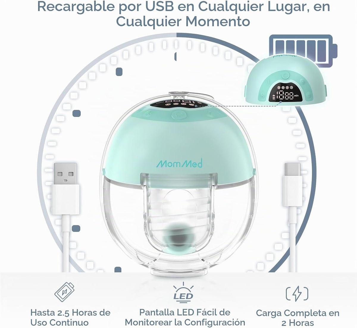 MomMed S33 Extractor de leche portátil manos libres, doble eléctric...