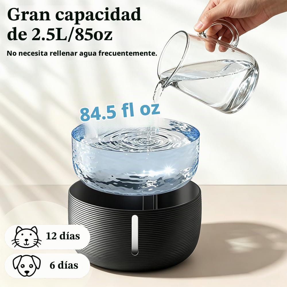 Fuente de agua para gatos de 85oz\/2.5L, fuentes de agua automática...