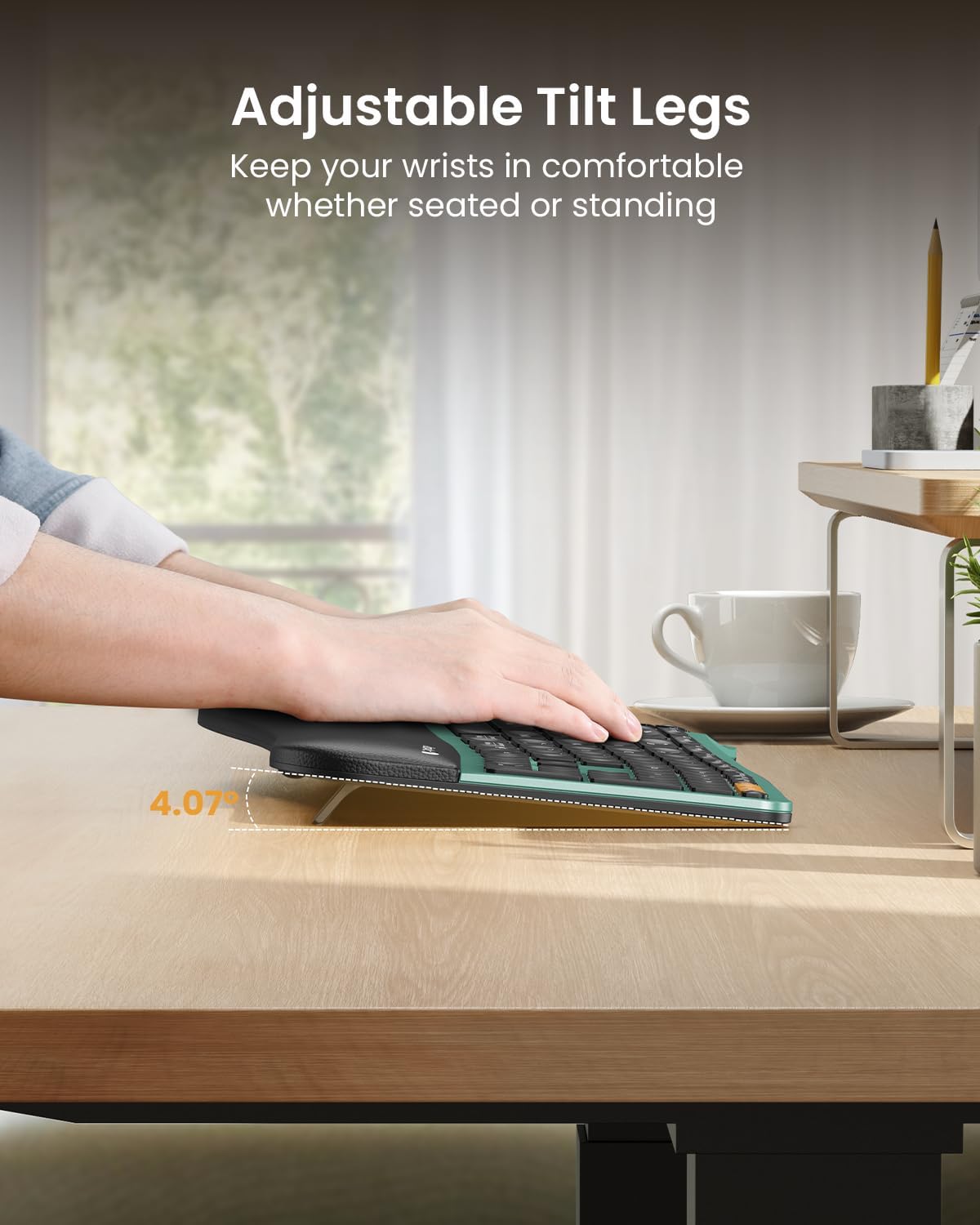 ProtoArc Teclado ergonómico inalámbrico retroiluminado de tamaño co...