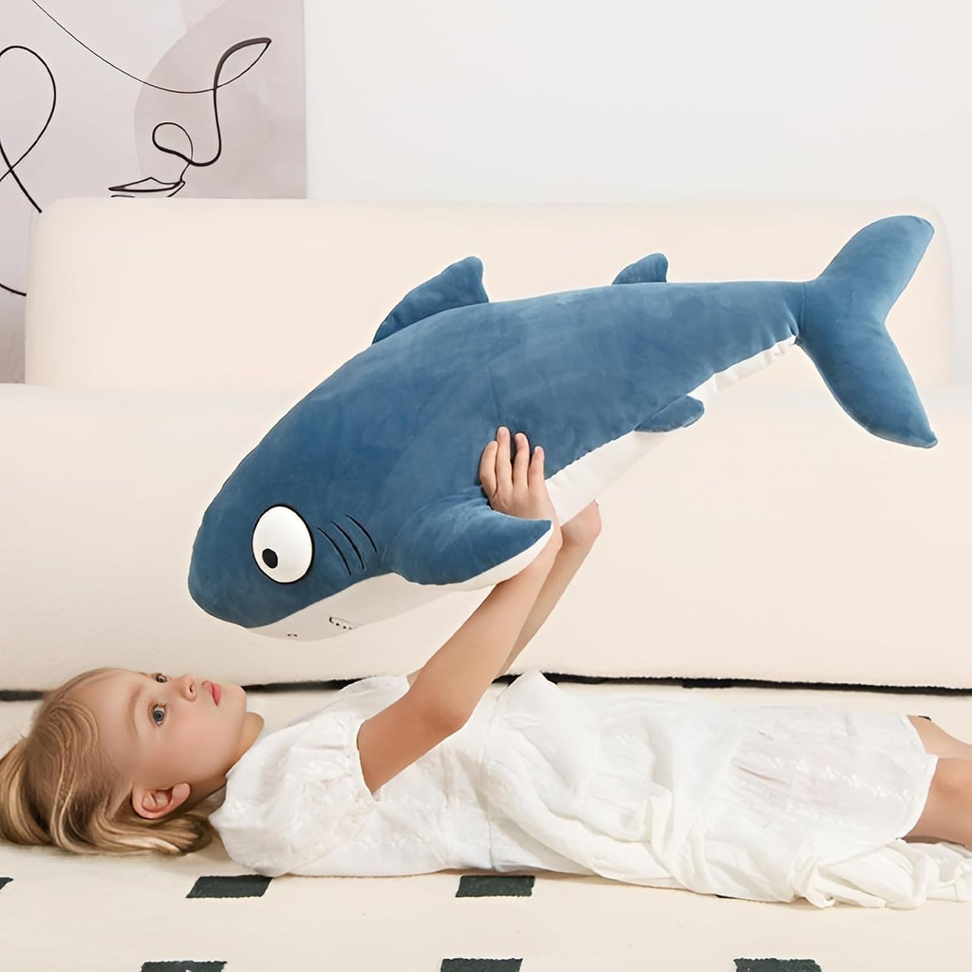 Peluche de tiburones gigantes azules de 32 pulgadas, animales de pe...
