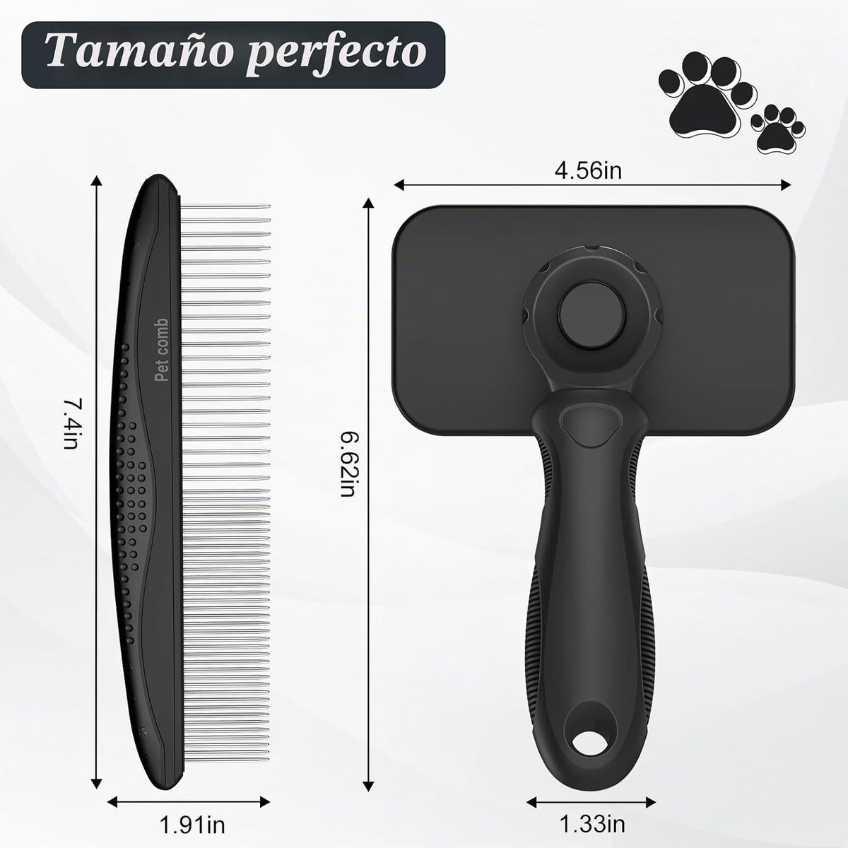 2 PCS Cepillo Slicker Autolimpiante y Peine para Perros - Herramien...