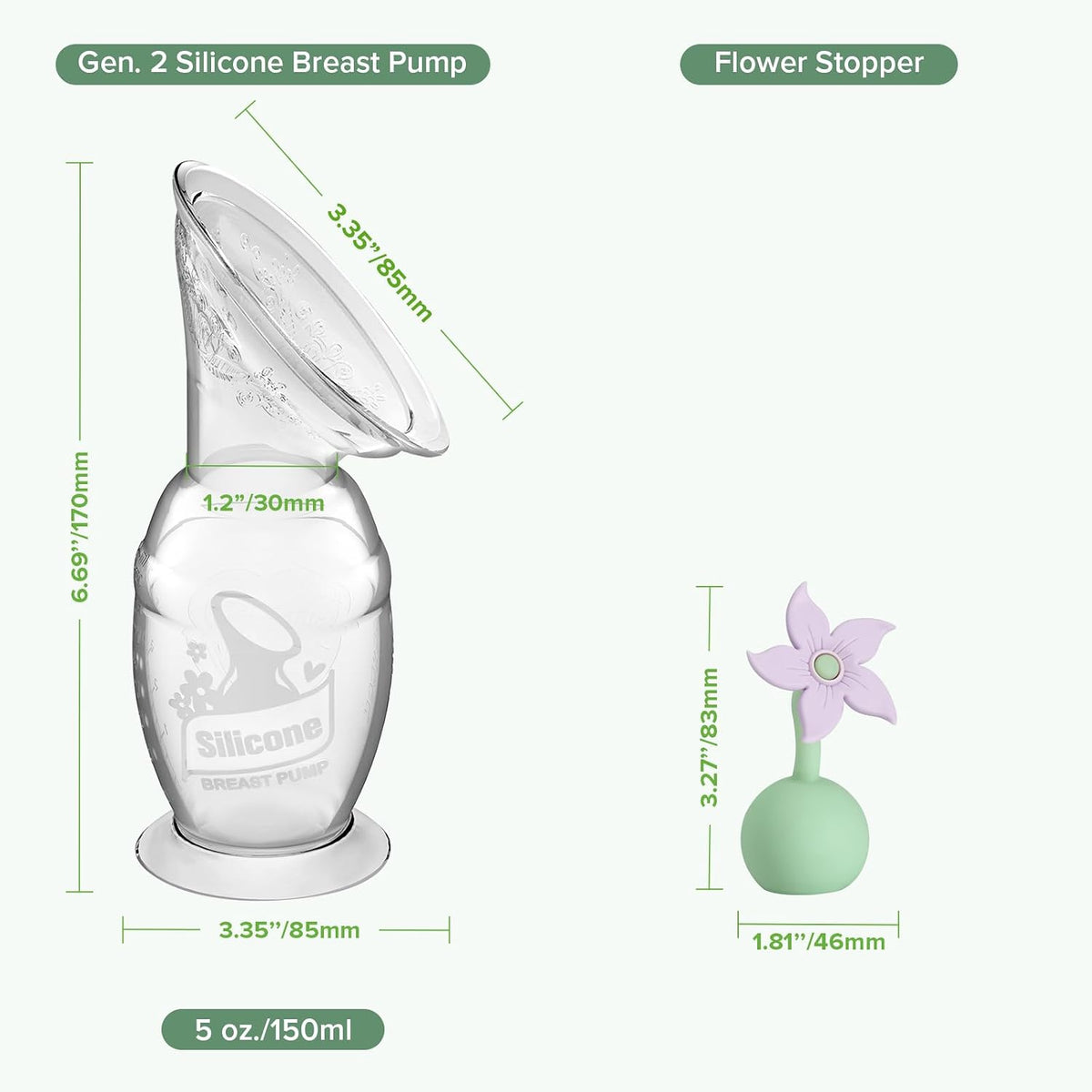haakaa Extractor de leche manual con juego de tapones de flores, bo...