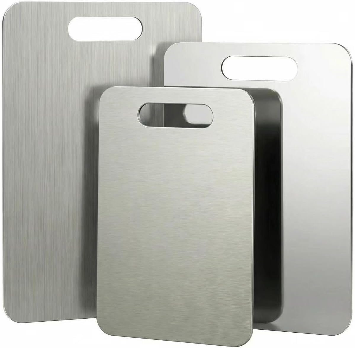 3 tablas de cortar de acero inoxidable para cocina, juego de tablas...