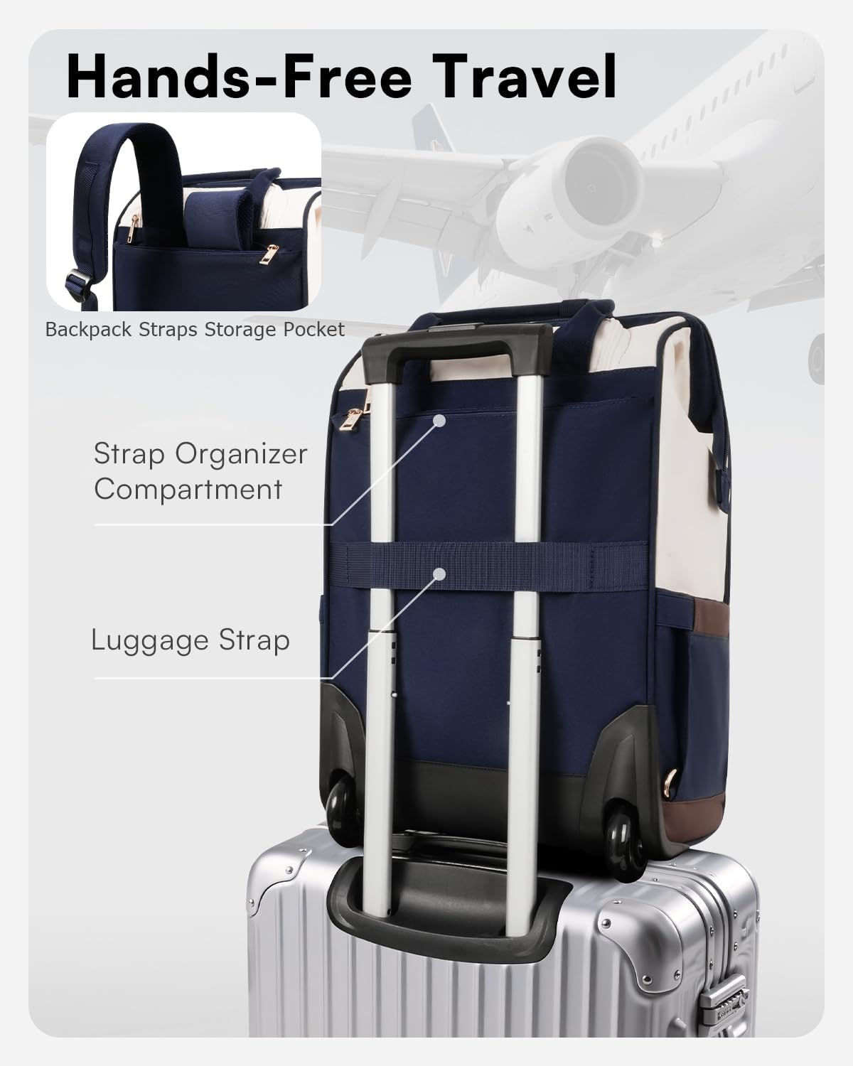 Arcoyard Mochila con ruedas para mujer, mochila de viaje de 16 pulg...