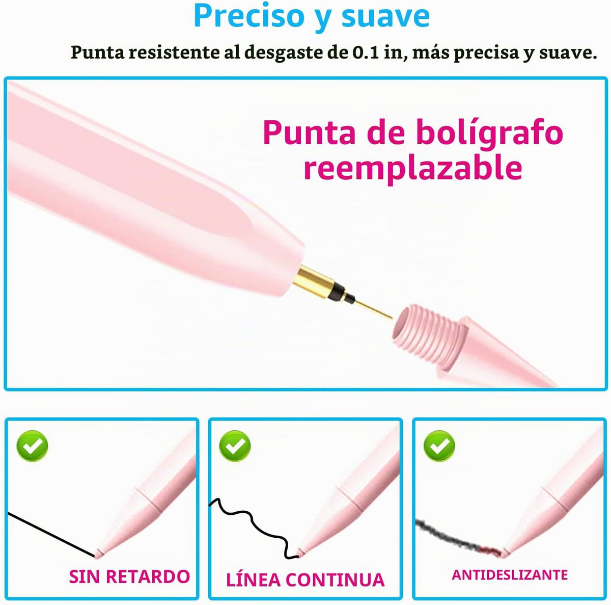 Lápiz óptico para iPad de Apple 2018-2026, 2 iPencil de carga rápid...