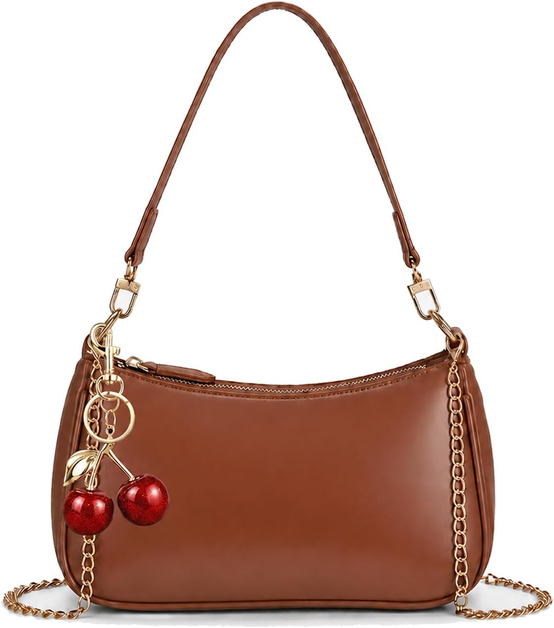 Bolso cruzado de moda, lindo bolso de hombro de diseñador con colgante de cereza